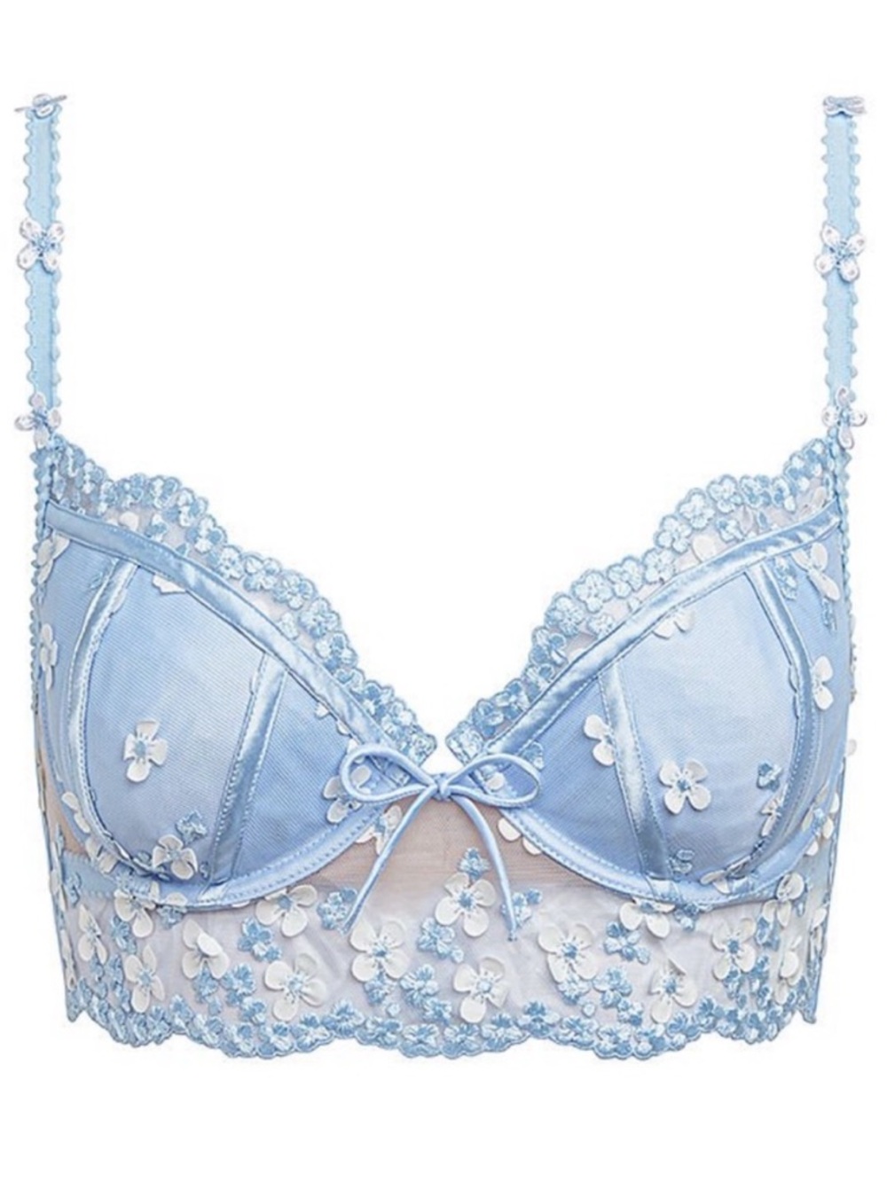 For Love and Lemons Baby Blue Floral Daisy Lace Bra